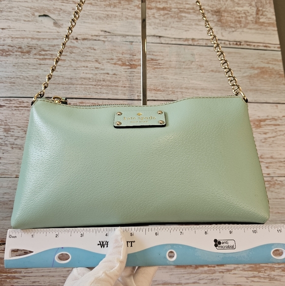 EUC 💎 Kate Spade Wellesley Byrd Mint Green Pebbled Leather Handbag - Picture 13 of 16